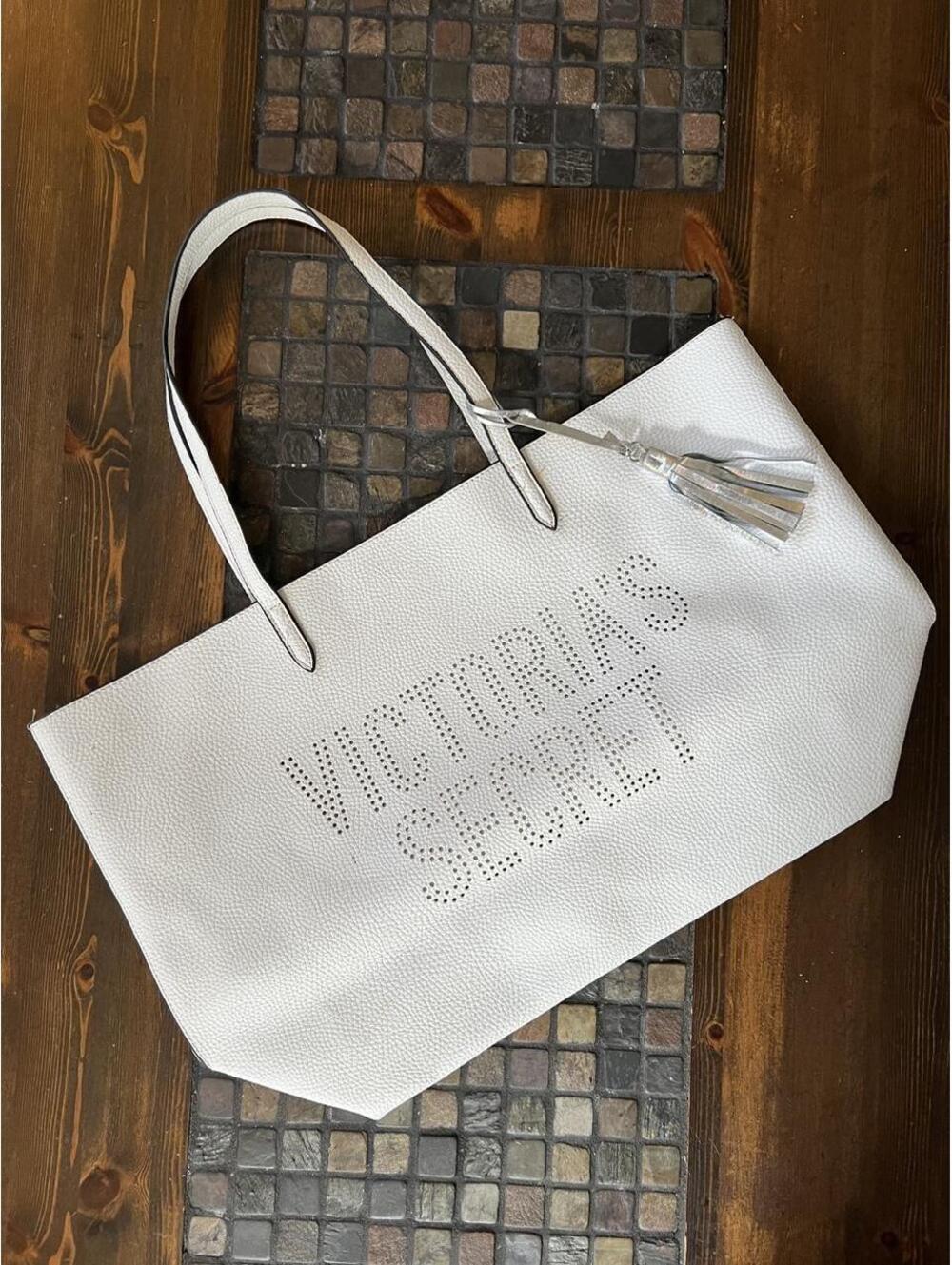 Vintage Y2K Victoria’s Secret White Faux Leather Tote Bag